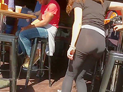 Candid ass in leeggings see thru