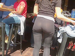 Candid ass in leeggings see thru