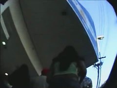 Candid street upskirt video with babe with sexy legs