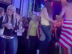 Cfnm girls getting undressed by strippers in an orgy party