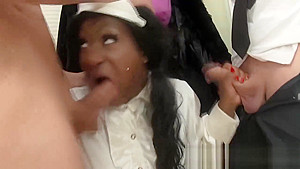 Cfnm maid sucking cock