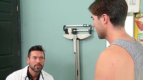 Charming Doctor Alexander Garrett Thoroughly Checks John Carussos Thick Penis