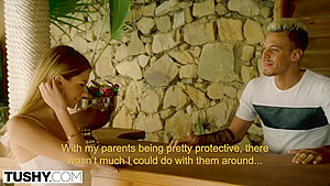Chris Diamond And Rebecca Volpetti - teen 18+ On Vacation Gapes For Bartender While Parents Are Away