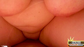 Chubby amateur fucked outdoor in public POV by sex date dude