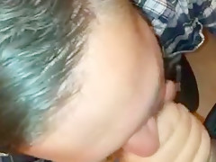 Chubby guy sucks straight cock