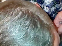 Chubby guy sucks straight cock
