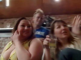 Chubby party girl gets naked and gives head