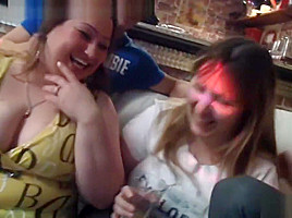 Chubby party girl gets naked and gives head