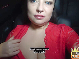 Chubby public slut gets fucked outdoor in car by sex date