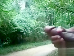 Chubby woman is mesmerized by his large cock in public
