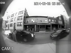 Chubby woman urinates on the public street