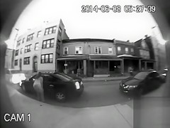 Chubby woman urinates on the public street