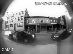 Chubby woman urinates on the public street