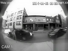 Chubby woman urinates on the public street