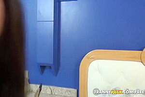 Cintia Simoes - Redhead Shemale In Blue Swimsuit Gets Fucked Doggystyle In Pov