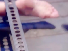 Clamped blonde Milf in device bondage