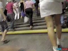 Classy subway upskirt footage