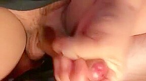 Close-up foreskin cumshot