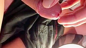 Close-up foreskin cumshot