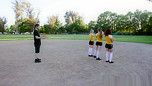 Coach gets lucky with 3 college teens 18+ after the workout