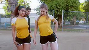 Coach gets lucky with 3 college teens 18+ after the workout