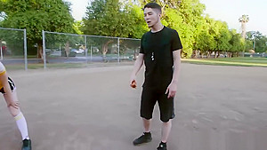 Coach gets lucky with 3 college teens 18+ after the workout