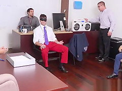 Cocksucking employee buttfucked on desk