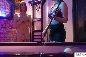 Com - Tattooed Trans Fucks A Busty Milf At A Pool Hall With Janie Blade