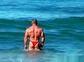 Con! The Red Devil on the beach!