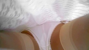 Cream Satin Garter Belt & Panties
