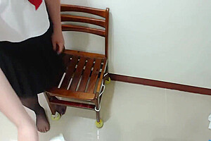 Crossdresser Wearing Sailor Fuku (japanese Uniform) Cumming On And Changing A Sanitary Towel