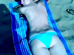 Cum on naked girl in public beach