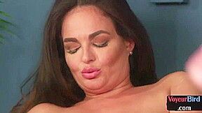 Cumloving British MILF teasing man who jerks cock