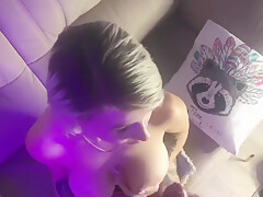 Cumshot On The Girls Face She Did A Deep Blowjob And Sat On A Vibrator