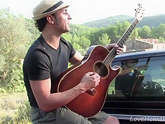 Curvy Brunette Gets Seduced By The Guitar