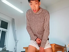 Cute Asian Boy University Dining Hall Masturbation Ejaculation Eat And Shoot