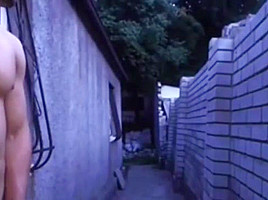Cutie jacking on the side of the house