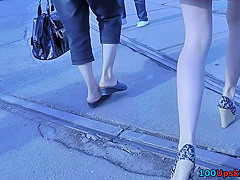 Delicious upskirt butt and attractive funny panties