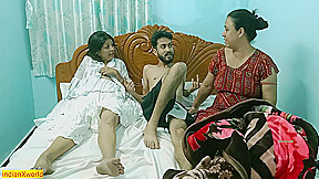 Desi Hot Boy Fucking Two Hot Girls Together! Indian Threesome Sex