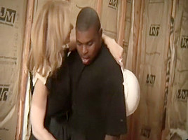 Desperate MILF fucks a black guy with her hubby just next door