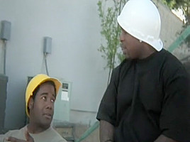 Desperate MILF fucks a black guy with her hubby just next door