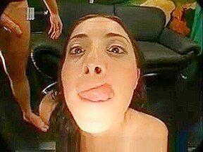 Dirty Brunette Slut Gets Her Face Jizzed