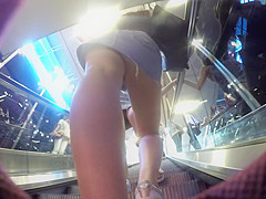 Double Jeans skirt upskirt   