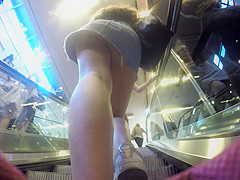 Double Jeans skirt upskirt   