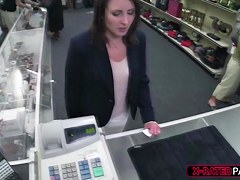 Douche bag man gets her wifes pussy hammered inside Shawns Office