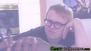 Dped domina cuckolds loser for cum in mouth