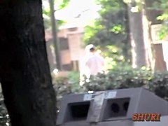 Dreamy Asian brunette loses her top during really fast sharking attack