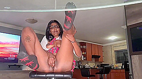 Dressed Desi Slut Sucking, Playing With A Lollipop While Sitting Legs Spread On Chair