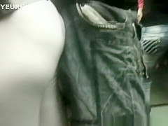 Dude rubs his crotch in woman's ass