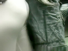 Dude rubs his crotch in woman's ass